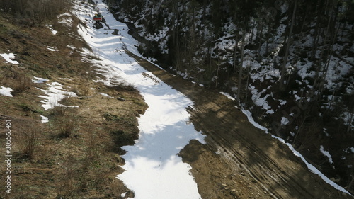 wonderful snowy mountain landscape in early spring