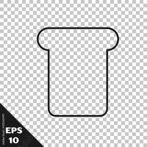 Black line Bread toast for sandwich piece of roasted crouton icon isolated on transparent background. Lunch, dinner, breakfast snack. Vector Illustration
