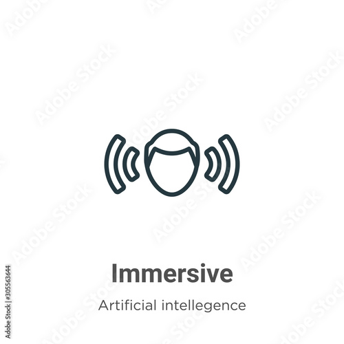 Immersive outline vector icon. Thin line black immersive icon, flat vector simple element illustration from editable artificial intellegence and future technology concept isolated on white background