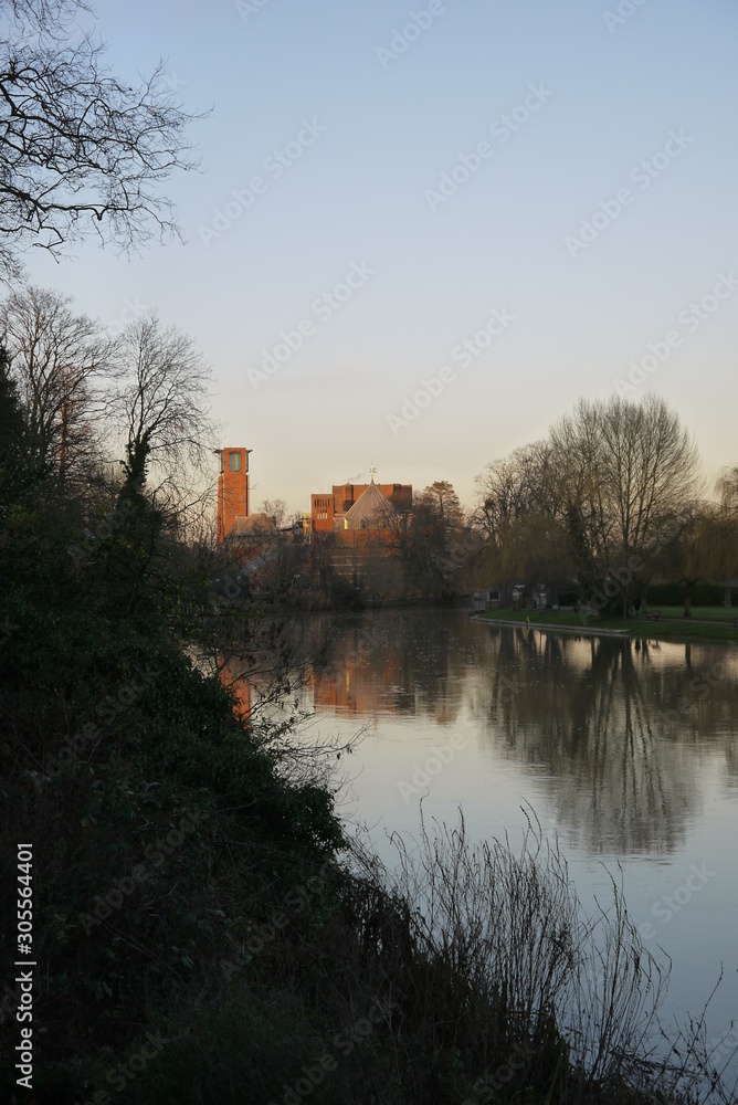 Obraz premium Stratford upon Avon River View of Theatre