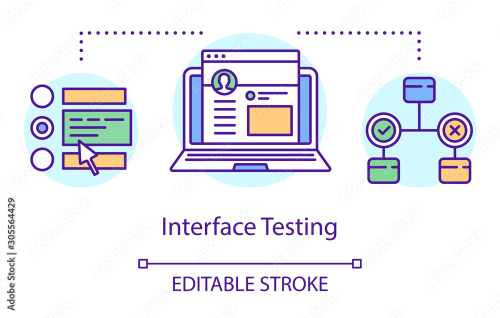 Vetor de Interface testing concept icon. Examine program design idea ...