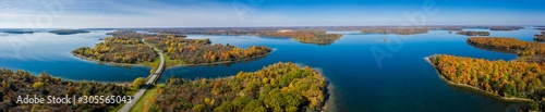 Panoramic, aerial view of St.Lawrence Park in the thousand islands, canada