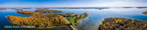 Panoramic, aerial view of St.Lawrence Park in the thousand islands, canada