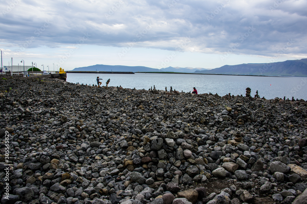 field of stacked stones, Reykjavik, iceland