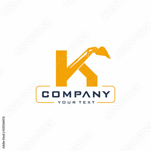 K Letter Excavator Logo Design Vector