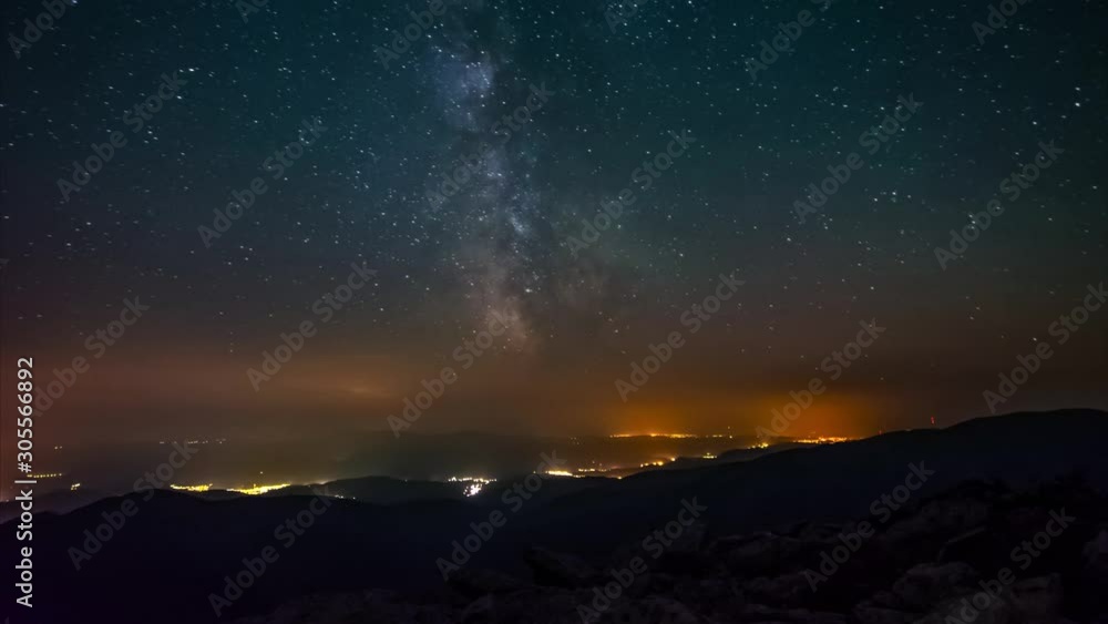 Milky Way sets behind the horizon of the illuminated city 4K Time Lapse Milky Way sets behind the horizon of the illuminated city 4K Time Lapse