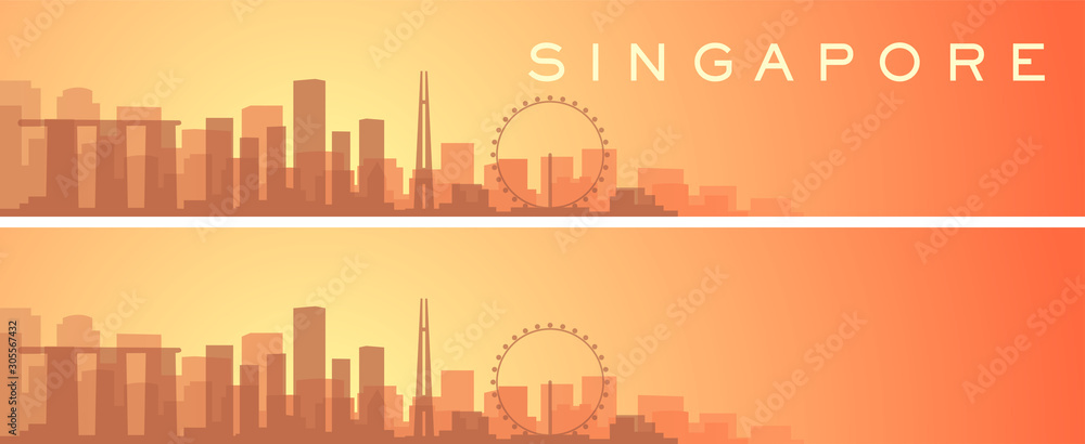 Singapore Beautiful Skyline Scenery Banner
