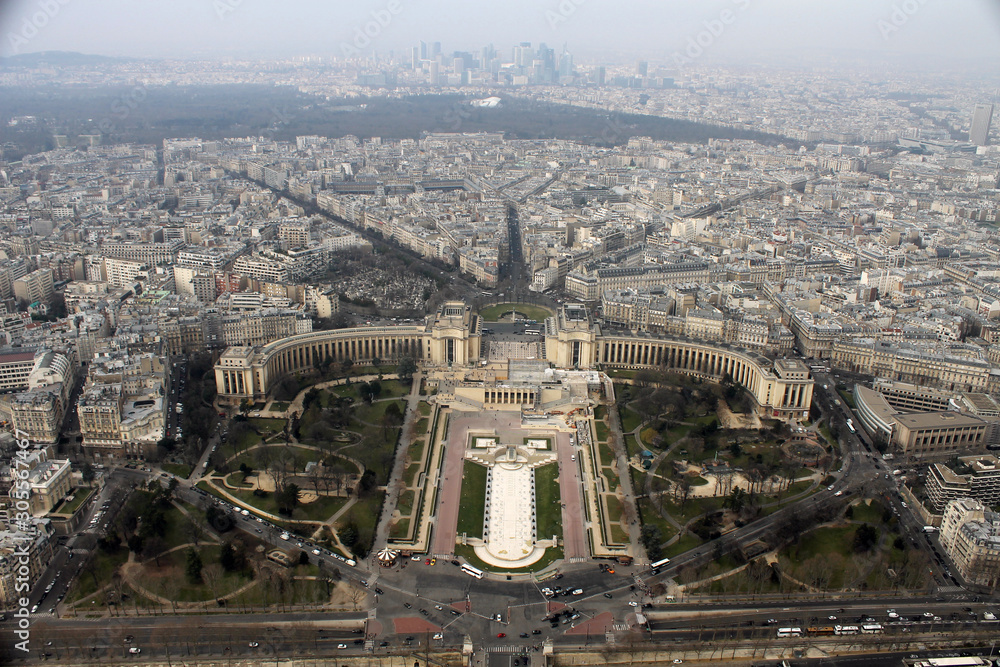 view of paris from eiffel tower spring