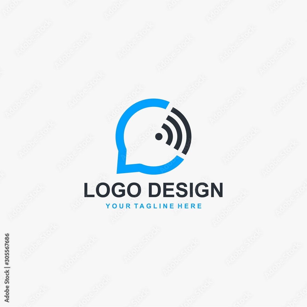 Bubble chat logo design. Wireless signal  illustration sign. Signal and bubble chat vector icons.
