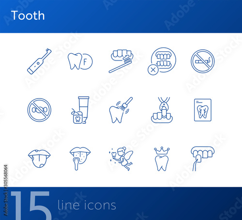 Tooth line icon set