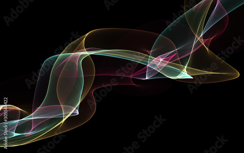 Dark abstract background with a glowing abstract waves