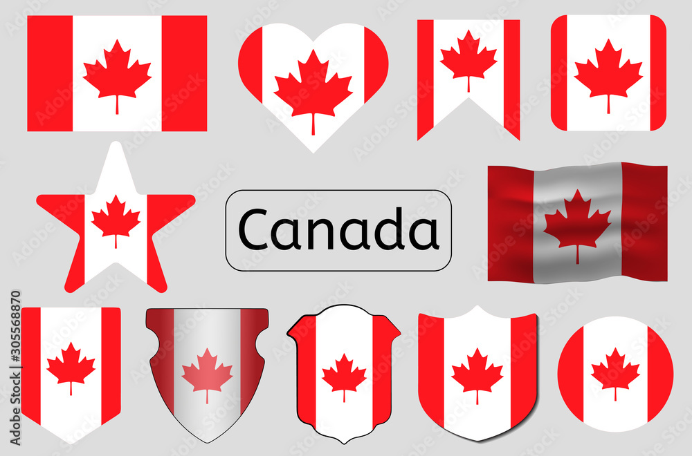 Canadian flag icon, Canada country flag vector illustration Canadian flag icon, Canada country flag vector illustration