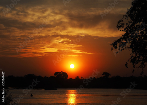 sunset over river