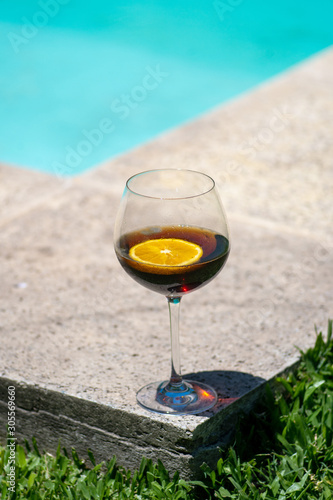 Summer drink served next to the beach hotel pool