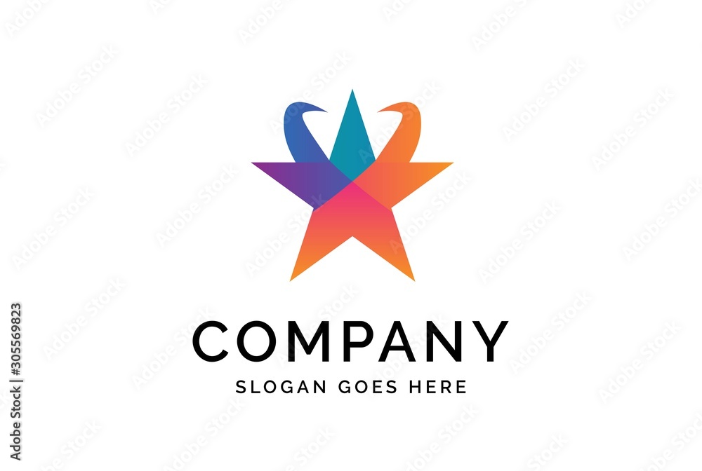 Obraz premium Modern abstract star flat illustration logo vector template