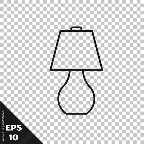 Black line Table lamp icon isolated on transparent background. Vector Illustration