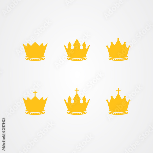 Set of crown icon symbol vector design