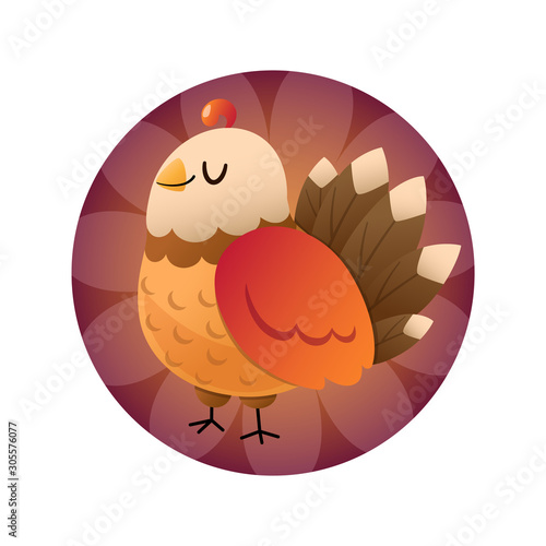 Cute cartoon colorful turkey for thanksgiving