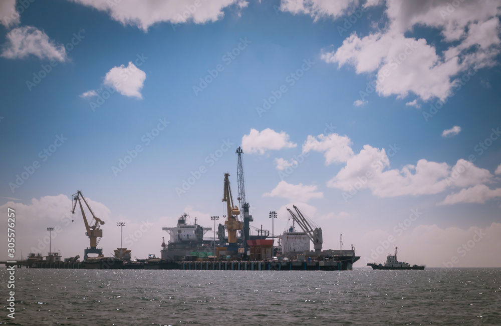 Logistics and transportation of International Container Cargo ship in the ocean at Sunshine sky, Freight Transportation, Shipping Logistics and transportation of International Container Cargo ship in the ocean at Sunshine sky, Freight Transportation, Shipping