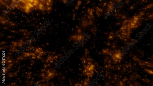 Fire explosion - colorful realistic yellow orange smoke burst fluid gas particles fast motion explosion alpha matte isolated on black. Blast wave. 4k