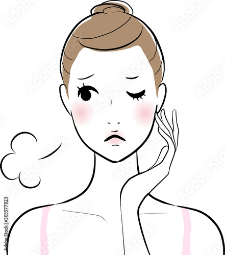 困る　女性　肌