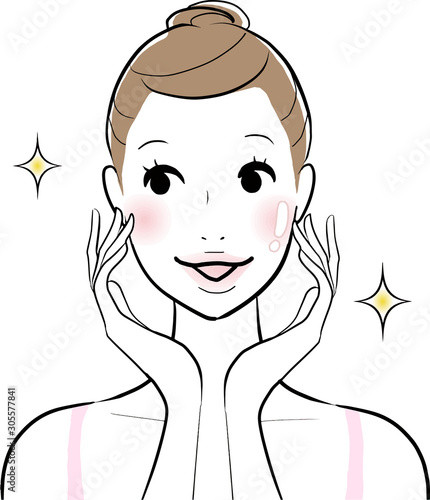 スキンケア　笑顔　女性