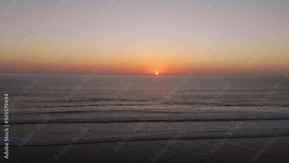 Orange Sunset Pacific Ocean (La Serena, Chile) aerial view, drone footage Orange Sunset Pacific Ocean (La Serena, Chile) aerial view, drone footage