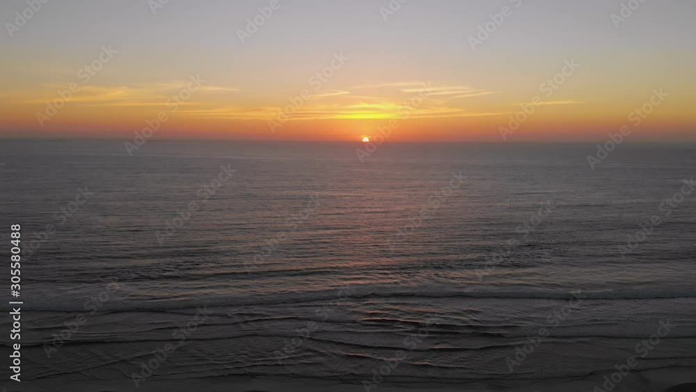 Orange Sunset Pacific Ocean (La Serena, Chile) aerial view, drone footage Orange Sunset Pacific Ocean (La Serena, Chile) aerial view, drone footage