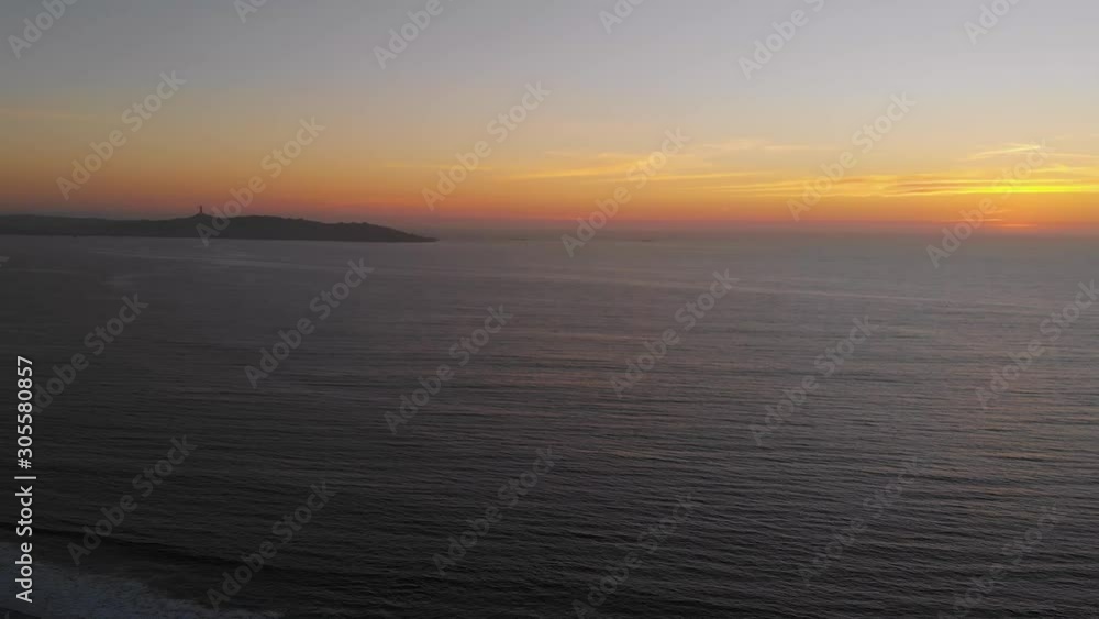 Orange Sunset, Pacific Ocean, view of Coquimbo coast (Chile, aerial view) Orange Sunset, Pacific Ocean, view of Coquimbo coast (Chile, aerial view)