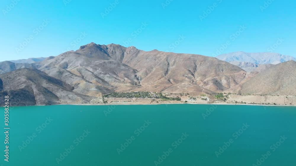 Reservoir Puclaro Lake, Andes, Elqui Valley, commune of Vicuna Chile aerial view Reservoir Puclaro Lake, Andes, Elqui Valley, commune of Vicuna Chile aerial view