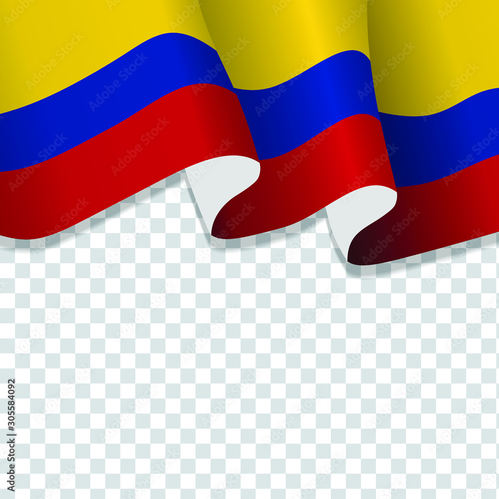 Naklejka premium Waving flag of Colombia. illustration of wavy Colombia Flag for National Day. Colombia Flag Flowing. Colombia flag on transparent background 