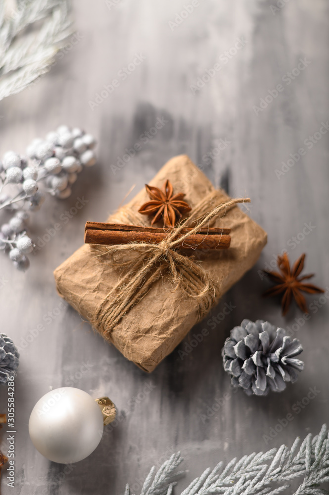 Christmas and Happy New Year Banner. Snow and toys and gifts gifts. Vertical frame. Christmas and Happy New Year Banner. Snow and toys and gifts gifts. Vertical frame.