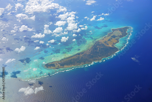 Aerial view of the Caribbean island of Anegada in the British Virgin Islands photo