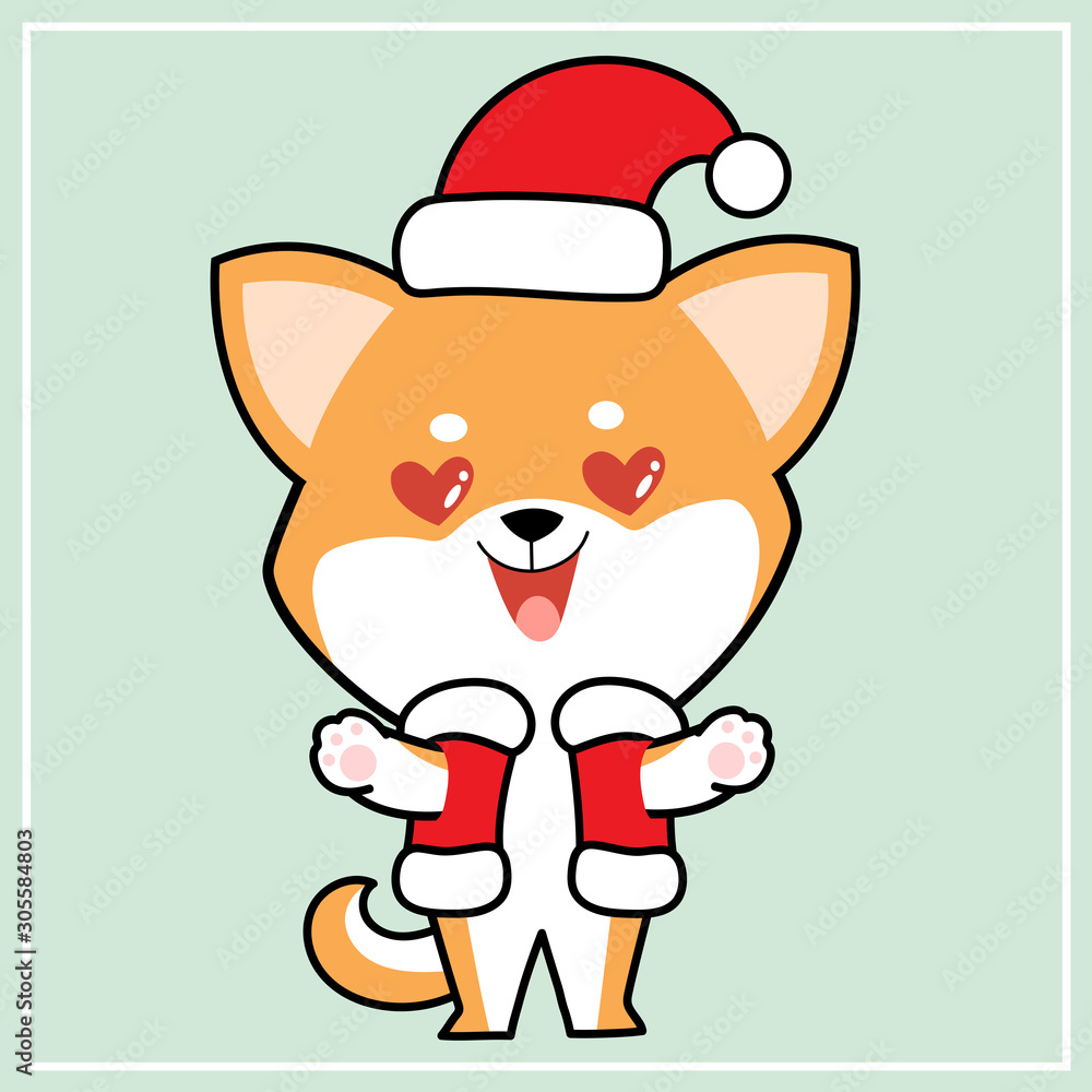 Cute Kawaii Hand Drawn Icon Emoji Shiba Inu Dog Character Illustration With Christmas Costume - 34 Cute Kawaii Hand Drawn Icon Emoji Shiba Inu Dog Character Illustration With Christmas Costume - 34