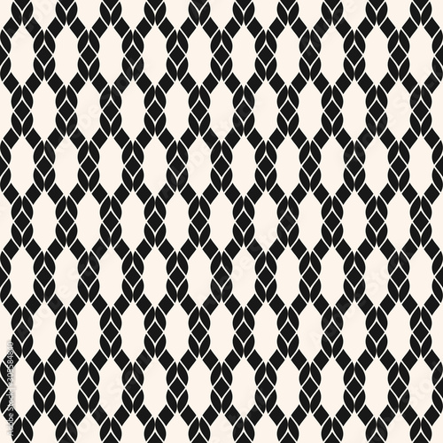 Vector fishnet seamless pattern. Black and white geometric nautical texture with mesh, net, weave, knitting, grid, lattice, fabric, ropes. Simple abstract monochrome background. Repeatable design