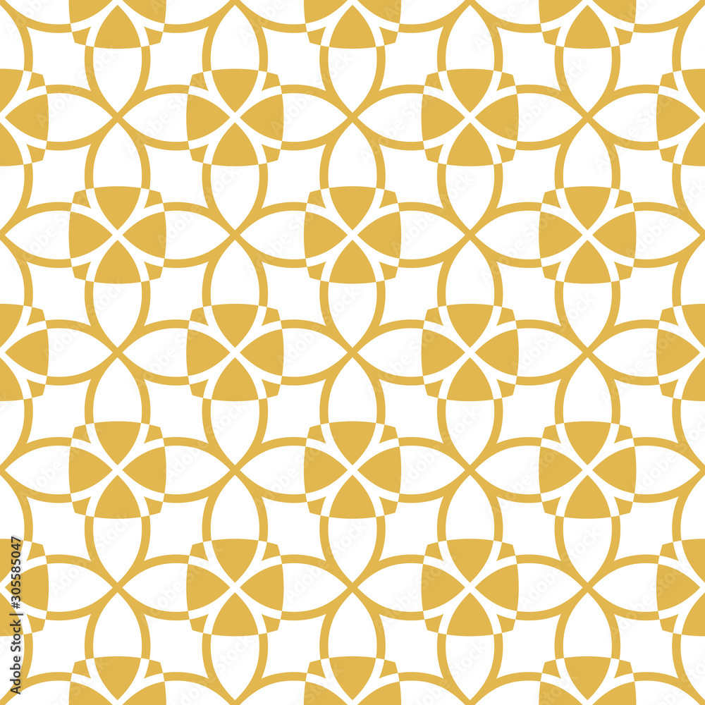 Vector geometric seamless pattern. Elegant abstract texture with rounded grid, lattice, grid, mosaic tiles. Ornament background yellow and white colors. Repeatable design for decor, fabric, ceramic Vector geometric seamless pattern. Elegant abstract texture with rounded grid, lattice, grid, mosaic tiles. Ornament background yellow and white colors. Repeatable design for decor, fabric, ceramic