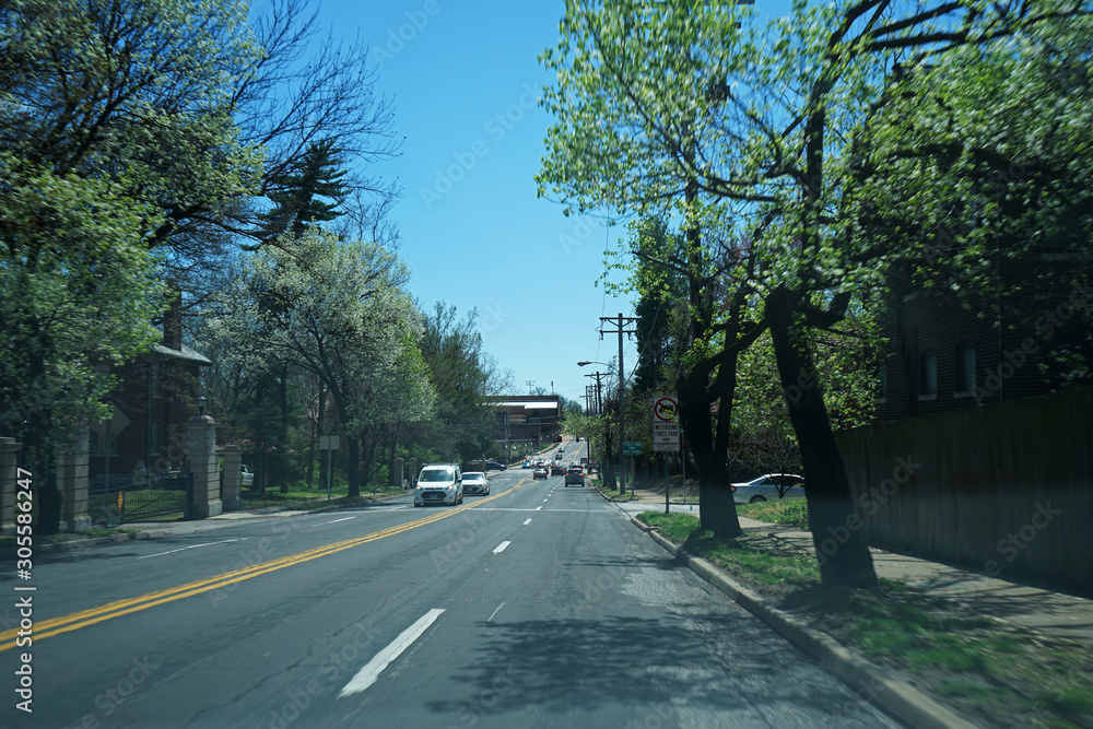 Exterior architecture and building design of  road and street in Saint Louis town -Missouri ,United states