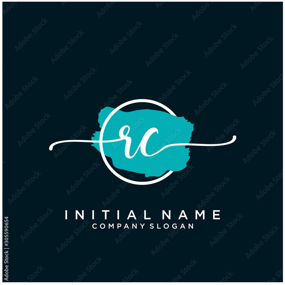 RC Initial handwriting logo design with brush circle. Logo for fashion,photography, wedding, beauty, business RC Initial handwriting logo design with brush circle. Logo for fashion,photography, wedding, beauty, business