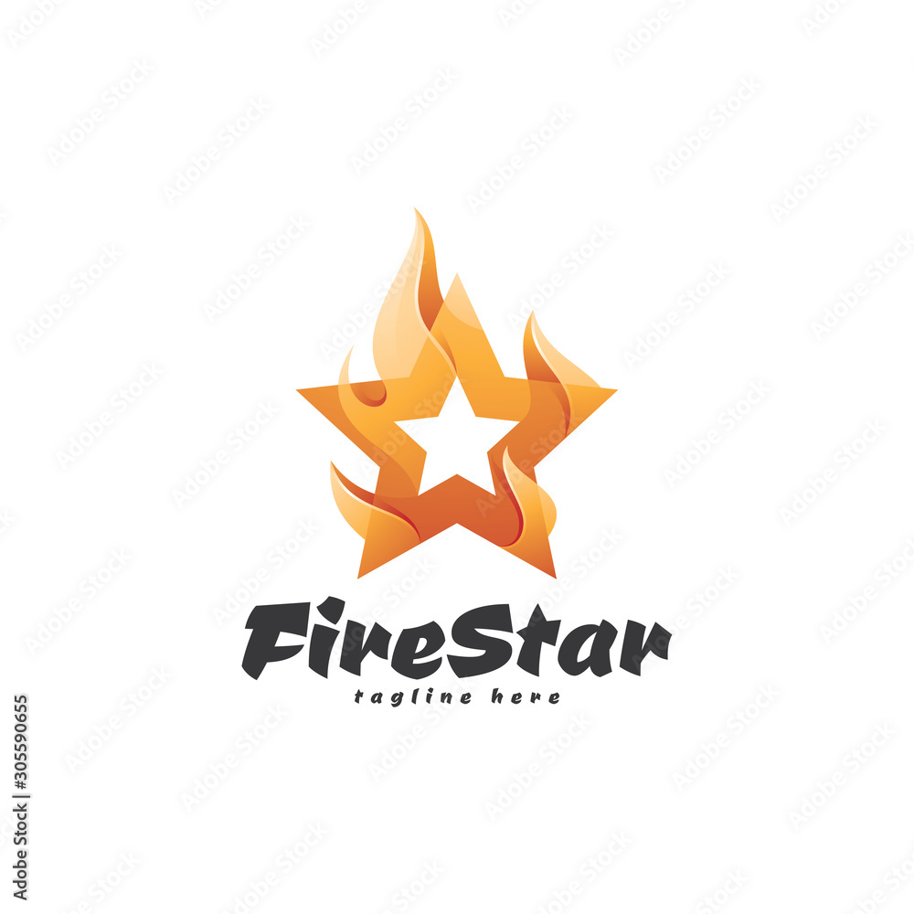 Modern 3D Gradient Style Star and Fire Flame Logo Symbol Modern 3D Gradient Style Star and Fire Flame Logo Symbol
