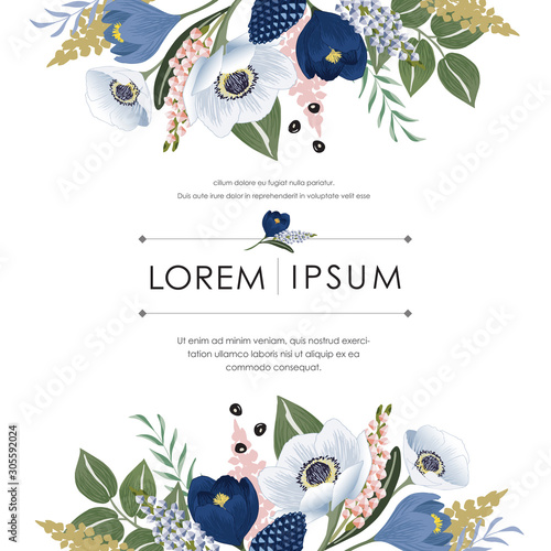  Vector illustration of a beatiful floral frame in spring for Wedding, anniversary, birthday and party. Design for banner, poster, card, invitation and scrapbook 