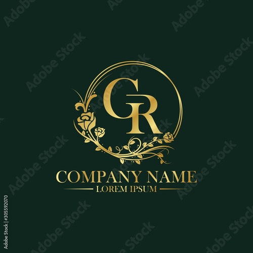 Vintage Luxury Floral logo badge. Vector Design template
