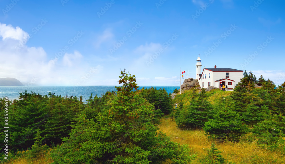 Panorama of Lobster Cove Head Lighthouse in Gros Morne National Park, Newfoundland