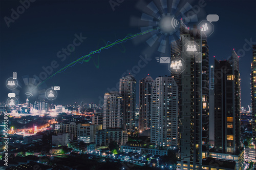 Wireless skyline at night