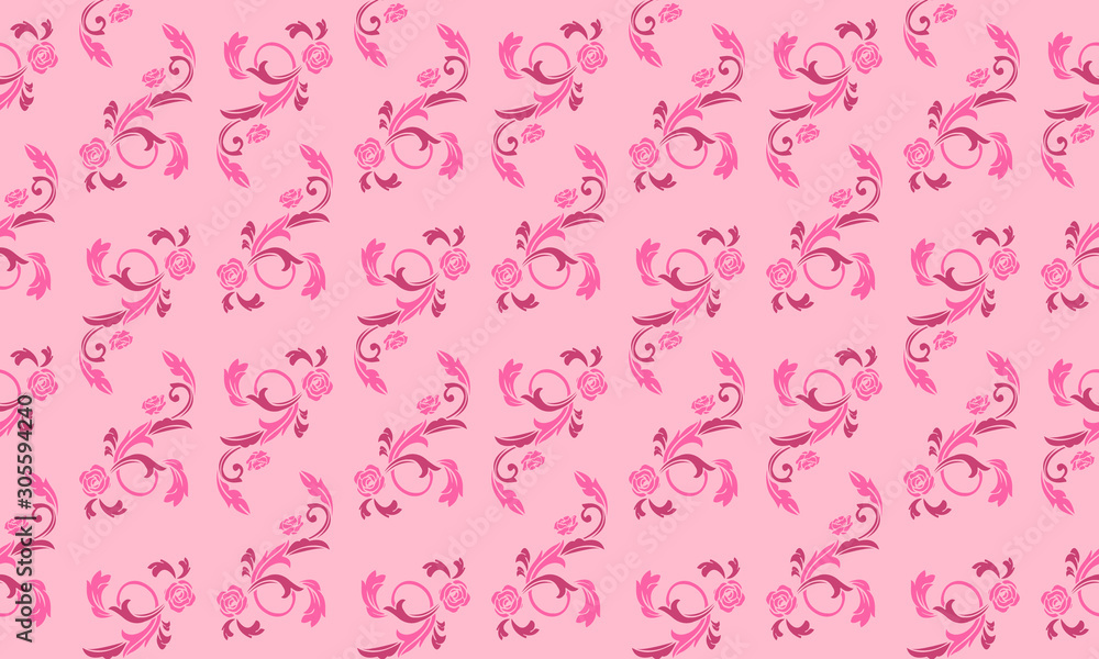 Soft pink and magenta floral pattern, isolated on pink background. Soft pink and magenta floral pattern, isolated on pink background.