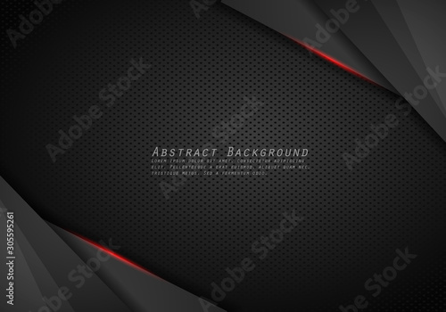 Abstract vector background with dark gray metal layers. graphic template design. Technology background with metallic banner.