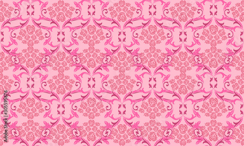 Elegant seamless floral pattern, leaf flower violet and soft pink.