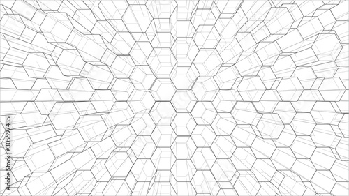 Abstract background of hexagons outline. Vector © cherezoff