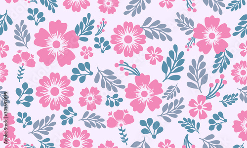 Classic wallpaper seamless floral pattern background valentine. © StockFloral
