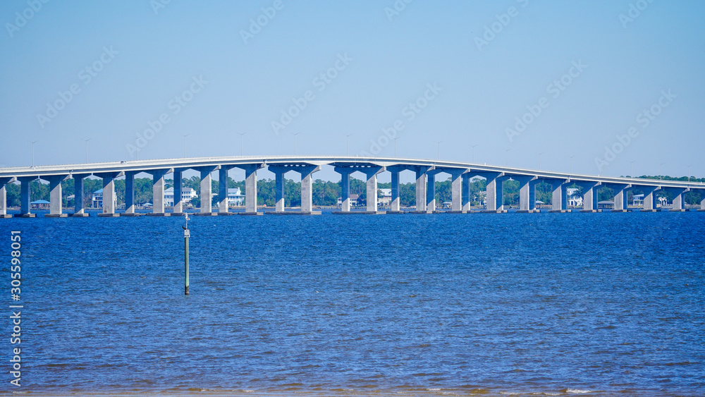 Bridge over the Bay Of St Louis reaching out to Pass Christian