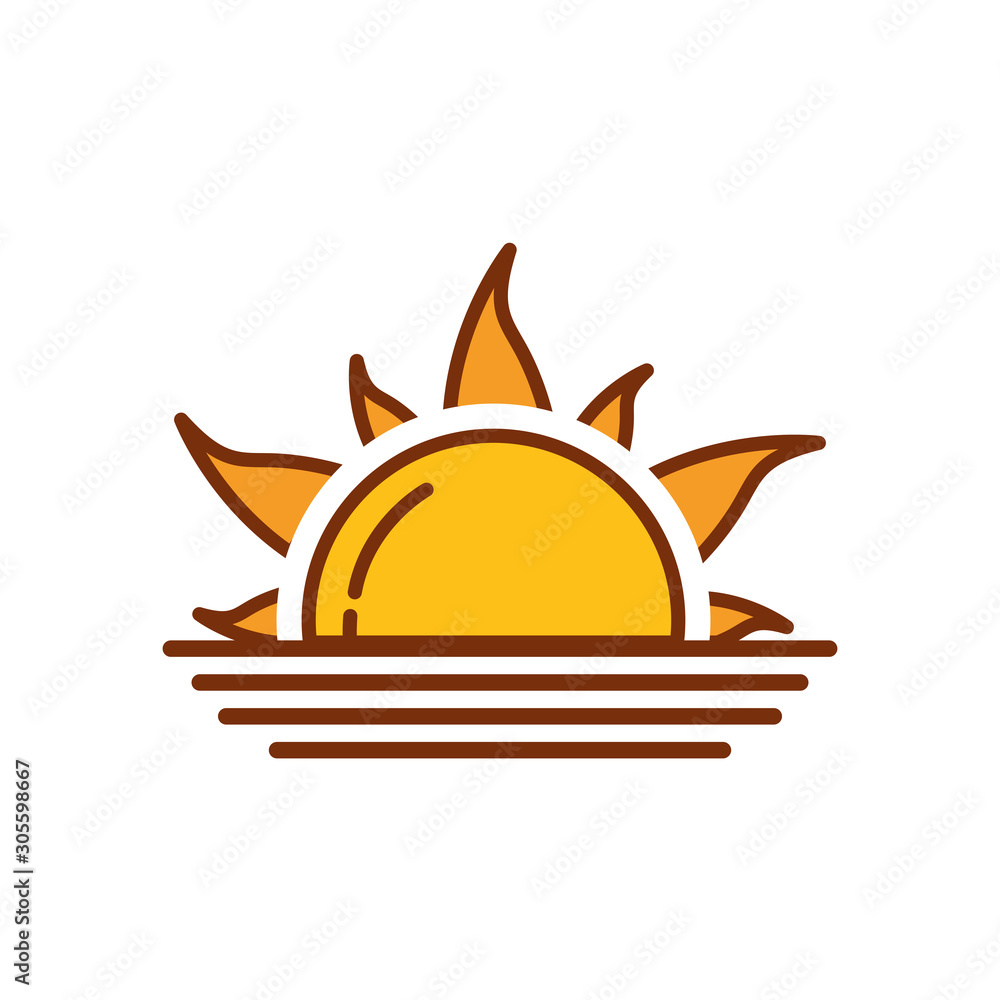 sunset hot fill style icon sunset hot fill style icon